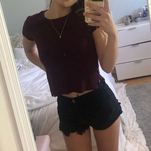 Cropped maroon super soft top